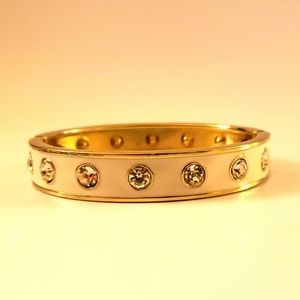 White Enamel Clear Crystals Bracelet